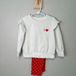 Cat & Jack White and Red Heart Pajama Set
